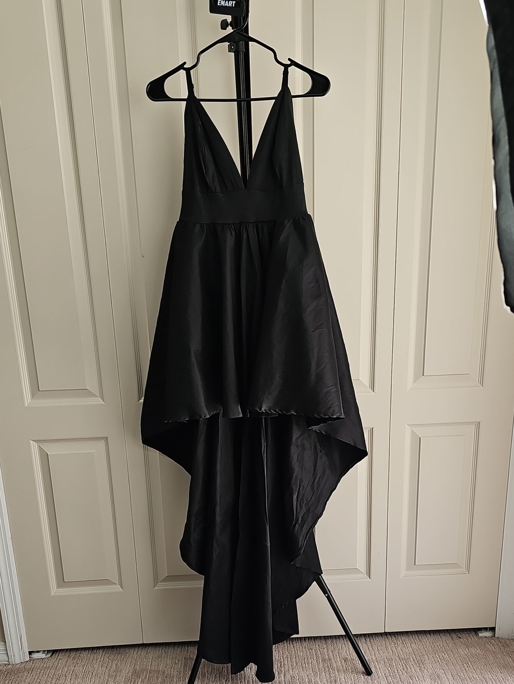 Symphony Black V-Neck High-Low Evening Dress